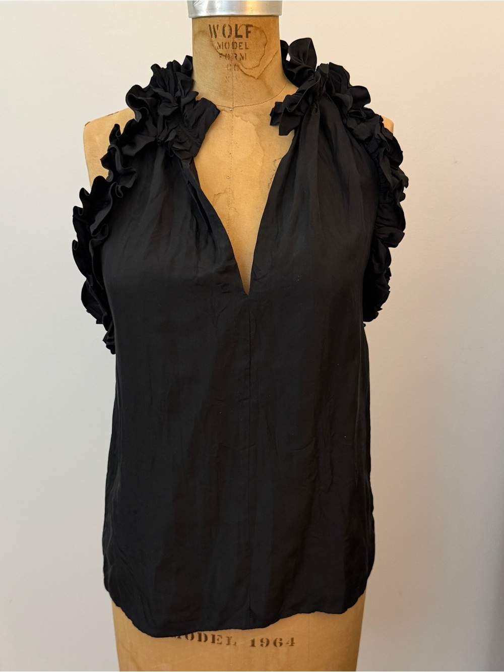 Robert Rodriguez Black Ruffle Halter Camisole